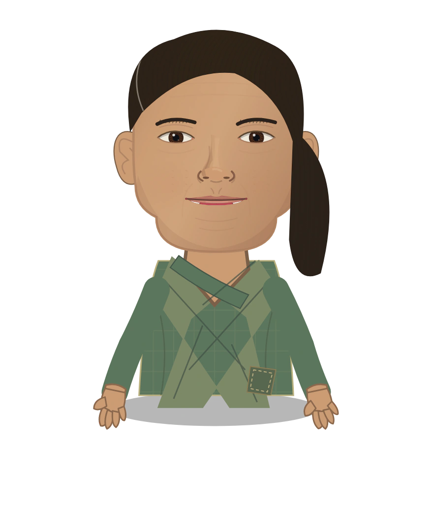 Illustrated Aiko of the Shared Paddies cast design