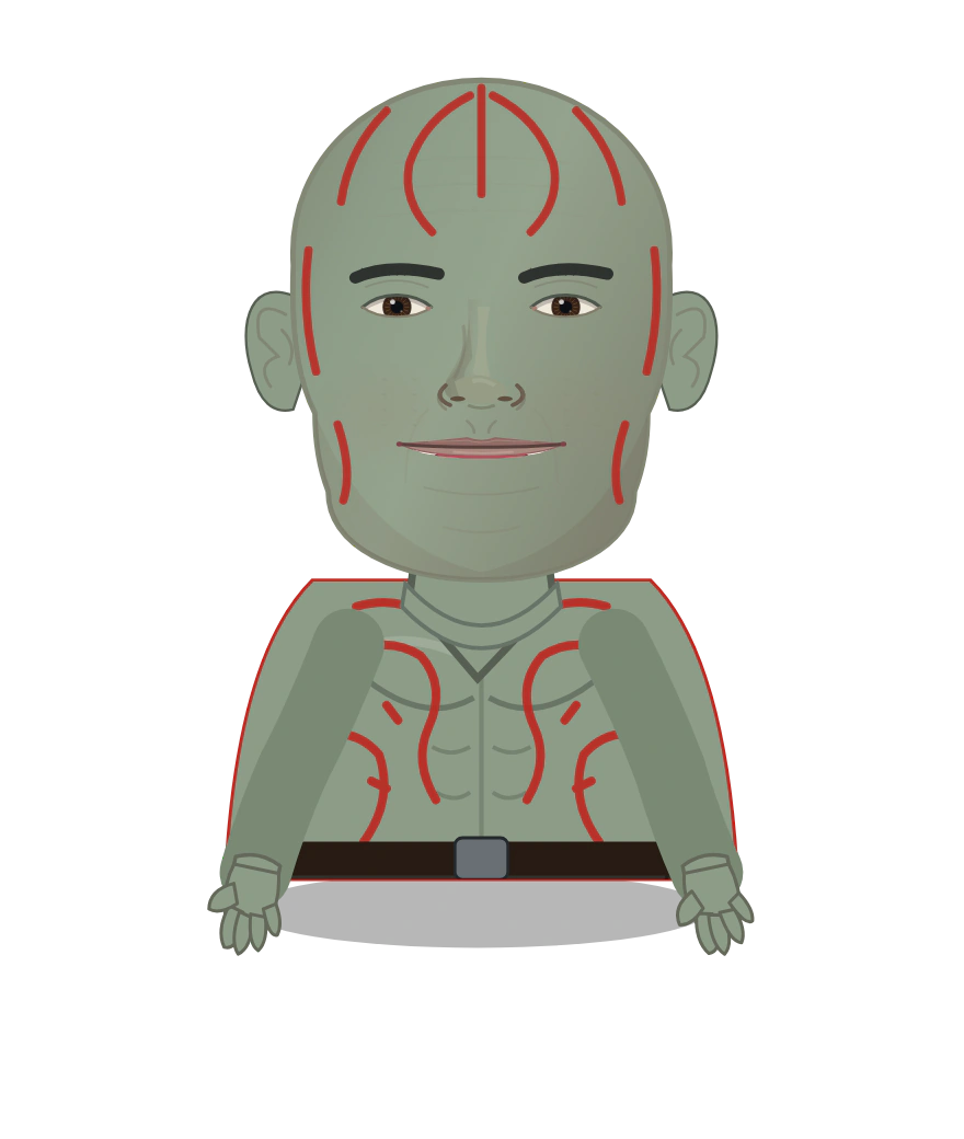 Illustrated Drax cast design