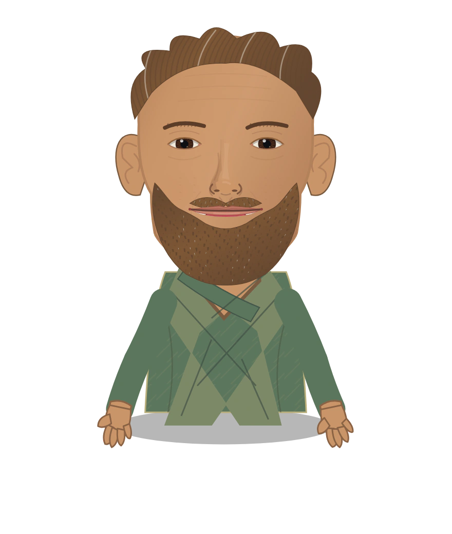 Illustrated Lucius of the Frontier Mules cast design