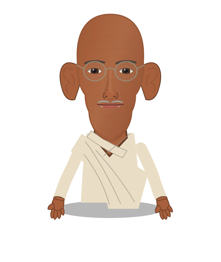 Illustrated Mahatma Gandhi cast design